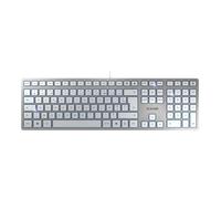 CHERRY KC 6000 Slim, Clavier au Design Ultra-Plat, Disposition française (AZERTY) Filaire (Port USB-A), Touches silencieuses, Marquage Durable, Argenté
