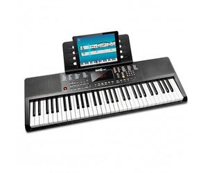 Clavier compact RockJam 61 touches avec pupitre, alimentation, autocollants pour notes de piano et leçons de piano Simply Piano.