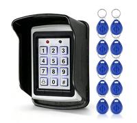 Clavier contrôle d'accès RFID 1000 utilisateurs, Tactile rétroéclairé | Clavier autonome alliage zinc, 3 modes : carte 125 kHz, PIN ou les deux, WG26, DC 12V, +10 badges, housse pluie extérieur