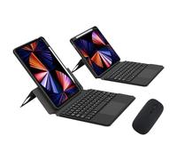 Clavier Coque pour iPad 10,2 Pouces 9ème/8ème/7ème Génération - 2021/2020/2019, Support Portrait/Paysage Entièrement Réglable, Housse avec Magnétique sans Fil Clavier QWERTY et Souris, Noir