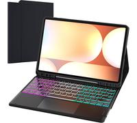 Clavier Coque Pour Samsung Galaxy Tab S9 Fe+/S9+/S10+ Plus : Mode Dex Avec Un Clic Étui Avec Clavier Rétroéclairé Arc-En-Ciel, 2 Canaux Sans Fil Italien Qwerty Clavier Avec Pavé Tactile[Z2167]