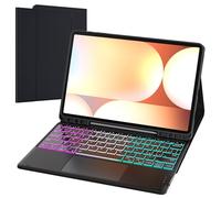 Clavier coque pour Samsung Galaxy Tab S9 FE+/S9+/S10+ Plus : mode DEX avec un clic étui avec clavier rétroéclairé arc-en-ciel, 2 canaux sans fil italien QWERTY Clavier avec pavé tactile
