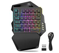 Clavier de Jeu à Une Main, Clavier de Jeu sans Fil 2,4 G à 35 Touches, Clavier de Jeu à Une Main avec éclairage RVB pour Ordinateur de Bureau