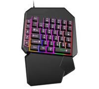 Clavier de jeu avec une seule main - Clavier numérique à 35 touches pour homme gauche, plateau de table donne gìoco còn uńa sòla ma | Repose-poignet rétroéclairé RGB Rainbow Sensation mécanique