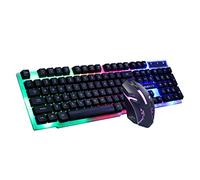 Clavier de Jeu et Ensemble de Souris, USB Wired Gaming Keyboard Mouse Set GTX300 et Combo s'allumer pour PC Ordinateur Portable Black