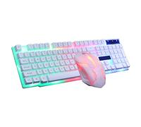 Clavier de Jeu et Ensemble de Souris, USB Wired Gaming Keyboard Mouse Set GTX300 et Combo s'allumer pour PC Ordinateur Portable White