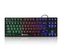 Clavier de jeu filaire avec rétroéclairage arc-en-ciel, 87 touches, clavier filaire USB pour ordinateur portable, PS4, Xbox, jeu PC et travail, noir