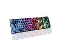 Clavier de jeu filaire craquelé arc-en-ciel, 104 touches lumineuses au toucher mécanique pour Windows, ordinateur portable, appareil de bureau, voyage, facile à transporter en voyage d'affaires,