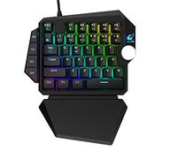 Clavier de Jeu Filaire K5 RGB, Clavier mécanique à Interrupteur Bleu à Une Main, Clavier de Jeu Portable à 39 Touches, Conception Ergonomique avec Repose-Poignet pour Ordinateur Portable PC (Blanc)