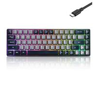Clavier de jeu filaire portable 60 % mécanique, rétroéclairé à DEL RVB, compact, 68 touches, mini clavier de bureau filaire pour Windows, ordinateur portable, PC, Mac, joueur, dactylographie, voyage