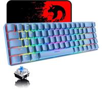 Clavier de jeu mécanique 60 % mini 68 touches filaire de type C 18 effets de rétroéclairage RVB, léger RGB 6400 dpi en nid d'abeille, grand tapis de souris compatible avec PS4, Xbox, PC, ordinateur