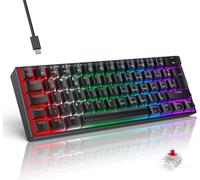 Clavier De Jeu Mécanique- Clavier Mécanique 60%-Interrupteur Rouge Pour Pc Gamer Et Travail-61 Touches-Clavier Filaire Pour Pc Windows/Ps5/Ps4,Noir