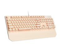 Clavier de Jeu mécanique de Machine à écrire avec Touches Rondes rétro Noires Punk RVB Arc-en-Ciel rétroéclairé Clavier Filaire Compatible avec Ordinateur Portable Mac(Apricot)