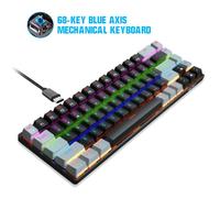 Clavier de jeu mécanique filaire à 68 touches V800, bicolore, avec rétro-éclairage rvb, pour PC, ordinateur portable, Gamer