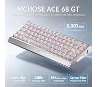 Clavier de jeu mécanique MCHOSE Ace68 GT en alliage d'aluminium avec interrupteurs magnétiques, 68 touches, taux de polling de 8000 Hz, RT 0,001 mm, 0,06 ms Aero Silver-Mount
