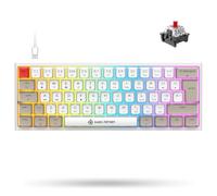 Clavier de jeu mécanique portable 60 %, rétroéclairage RVB 14 chromes, clavier par sublimation thermique, câble de type C, anti-ghosting, pour PC/Windows/Mac/PS4/Xbox (interrupteur blanc/gris/rouge)