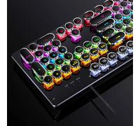 Clavier de jeu mécanique punk - Éclairage dynamique RVB 104 touches, échangeable à chaud, USB filaire pour les amateurs de jeux PC Mac Interrupteur noir noir
