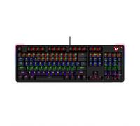 Clavier de jeu mécanique RAPOO V500PRO, format standard, 104 touches anti-ghosting, rétroéclairage RGB arc-en-ciel, touches multimédias, capot supérieur amovible, USB-C, robuste, commutateurs rouges -