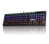 Clavier de jeu mécanique RVB avec interrupteur bleu, 104 touches pleine grandeur, clavier lumineux avec 11 modes rétroéclairés, anti-ghosting, touches ABS à double tir, clavier d'ordinateur filaire