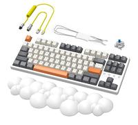 Clavier de jeu mécanique sans fil avec triple mode TKL commutateurs tactiles remplaçables à chaud, Lightsync RVB, LightSpeed, repose-paume, câble USB C enroulé personnalisé pour PC, PS5, PS4, Xbox One, Mac-Kit 3 en 1