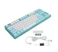 Clavier de Jeu Mécanique, Touches PBT, Interrupteur Bleu, Rétroéclairage Blanc, 20 Modes D'éclairage, Design Mignon, Ergonomique, 87 Touches, Filaire, pour, pour OS, pour