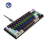 Clavier de jeu mécanique USB 68 touches en métal avec rétroéclairage LED Bleu Cadeau d'anniversaire pour clavier USB