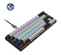 Clavier de jeu mécanique USB 68 touches en métal avec rétroéclairage LED Bleu Cadeau d'anniversaire pour clavier USB