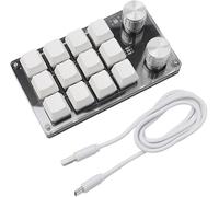 Clavier de jeu pour PC, macro programmable à une main, clavier mécanique multifonctionnel programmable, 12 touches et 2 boutons, pour bureau, jeux, production multimédia, bureau d'ordinateur PC (blanc