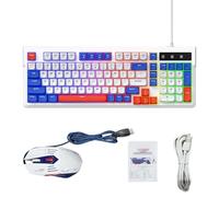 Clavier de Jeu rétroéclairé RVB et Souris, Disposition Compacte, Touches de Raccourci Multimédia pour 98SE/ME/2000/XP/Vista/7/10, Touches Silencieuses pour Ordinateur Portable (Bleu Blanc)