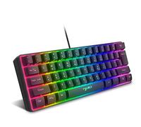 Clavier de jeu RVB filaire à 60%, mini-clavier à 61 touches avec rétroéclairage à 11 couleurs RVB, capuchon flottant en ABS, touches anti-ghosting complètes, clavier USB de jeu à sensation mécanique