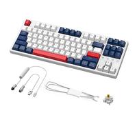 Clavier de jeu sans fil et repose-poignet et câble USB C enroulé personnalisé, commutateur tactile TKL à trois modes remplaçables à chaud, Lightsync RGB, repose-paume pour clavier mécanique pour PC, PS5, PS4, Xbox Mac-Kit 3 en 1