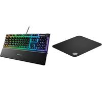 Clavier de jeu SteelSeries Apex 3 Qwerty Espagnol Noir Tapis de souris de jeu