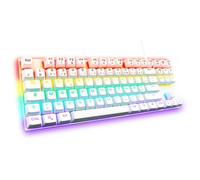 The G-Lab - Keyz Mercury TKL Clavier Mécanique Gamer 87 Touches Filaire USB AZERTY Français, Rétro-Éclairage LED Multicolore - Gaming Compact sans Pavé Numérique PC/PS4/PS5/Xbox - Blanc - New