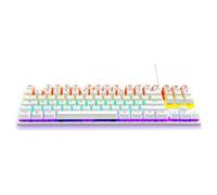 The G-Lab - Keyz Mercury TKL Clavier Mécanique Gamer 87 Touches Filaire USB AZERTY Français, Rétro-Éclairage LED Multicolore - Gaming Compact sans Pavé Numérique PC/PS4/PS5/Xbox - Blanc - New