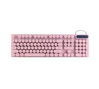 Clavier de Jeu USB Rond 104 Touches rétroéclairé Ergonomique Pieds Pliables Touches Multimédia Clavier Filaire pour Ordinateur de Bureau Rose (Pink)