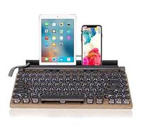Clavier de Machine à écrire Rétro, 83 Touches de Luminosité Réglable, Clavier Rétro Mécanique Filaire et sans Fil avec Support de Tablette, Clavier Vintage Amovible Punk Rond pour PC/ordinateur Portab