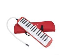 Clavier de piano Melodica à 32 touches avec sac de transport, harmonica portable avec long embouchure, pour étudiants en musique et débutants (rouge)