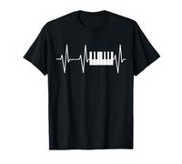 Clavier de piano vintage Heartbeat Jazz Puls Pianistes Musicien T-Shirt