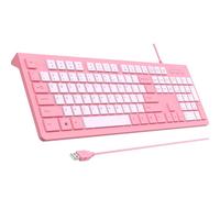 Clavier d'ordinateur Filaire, Clavier USB Plug Play, Touches Chiclet à Profil Bas, Grand pavé numérique, indicateurs de Casquettes, Supports Pliables, résistant aux déversements, Lettres Anti-Usure