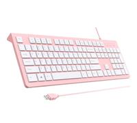 Clavier d'ordinateur filaire, clavier USB Plug Play, touches Chiclet à profil bas, grand pavé numérique, indicateurs de casquettes, supports pliables, résistant aux déversements, lettres anti-usure