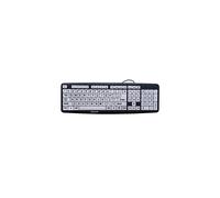 Clavier d'ordinateur Nuklz N à gros caractères | Clavier pour malvoyants | Touches noires et blanches à contraste élevé pour une saisie facile |
