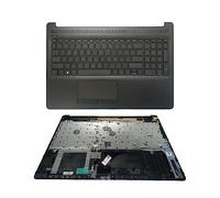 Clavier d'ordinateur Portable Compatible avec HP 15-DA 15-DB 15T-DA 15T-DB TPN-C135 TPN-C136 Disposition française avec Housse de Coussin de Repose Paume Couvercle Coque (Noir sans Pavé Tactile)