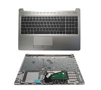 Clavier d'ordinateur Portable Compatible avec HP 15-da0032wm 15-da0033wm 15-da0053wm 15-da0073wm Disposition française avec Housse de Coussin de Repose Paume Couvercle Coque (Argent avec Pavé tactile)