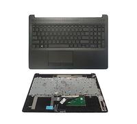 Clavier d'ordinateur Portable Compatible avec HP 15-da0032wm 15-da0033wm 15-da0053wm 15-da0073wm Disposition française avec Housse de Coussin de Repose Paume Couvercle Coque (Noir avec Pavé Tactile)