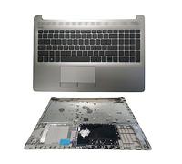 Clavier d'ordinateur Portable Compatible avec HP 15-da0074nr 15-da0076nr 15-da0077nr 15-da0078nr Disposition française avec Housse de Coussin de Repose Paume Couvercle Coque (Argent sans Pavé Tactile)