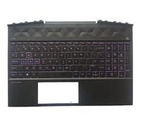 Clavier d'ordinateur portable compatible avec rétro-éclairage du couvercle supérieur Palmrest Compatible avec modèles TPN-C141 15T-DK 15-DK L57596-001 L57593-001 Pièce de remplacement(PURPLE)