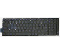 Clavier d'ordinateur portable rétroéclairé bleu sans garniture de clavier compatible avec Dell G7 7588 7590 7790, G5 5587 5590, G3 3579 3779 3590 Series 0M6JTP, caractères bleus imprimés