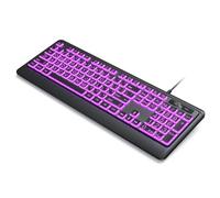 Clavier d'ordinateur rétroéclairé à grand imprimé, clavier USB rétroéclairé 7 couleurs, prêt à l'emploi, supports pliables, clavier filaire pleine taille pour Windows, PC, ordinateur portable (noir,