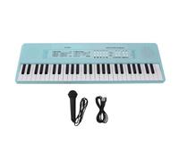 Clavier électronique 54 touches, piano électrique portable en plastique robuste avec microphone pour enfants, apprentissage musical en intérieur et en extérieur (Bleu)