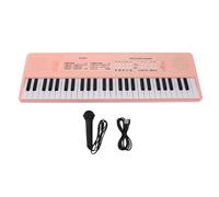 Clavier électronique 54 touches, portable, en plastique durable, avec microphone, pour l'apprentissage musical des enfants en intérieur et en extérieur (Rose)